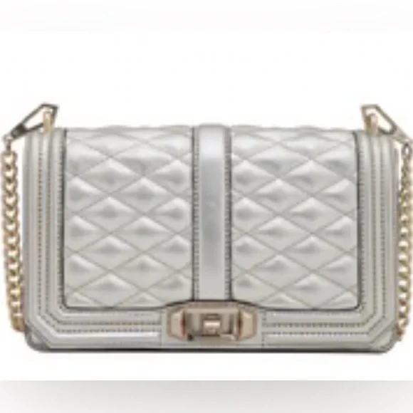 Rebecca Minkoff love pewter Silver Quilted Chain Bag - Picture 1 of 7